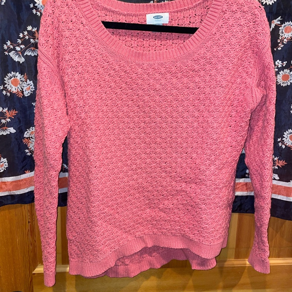 Old Navy Textured Pink Crew Neck Sweater